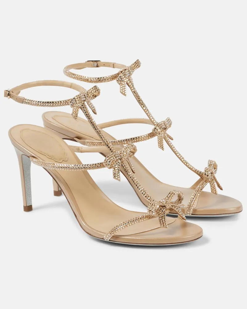 René Caovilla Sandali Caterina 80 con cristalli Beige