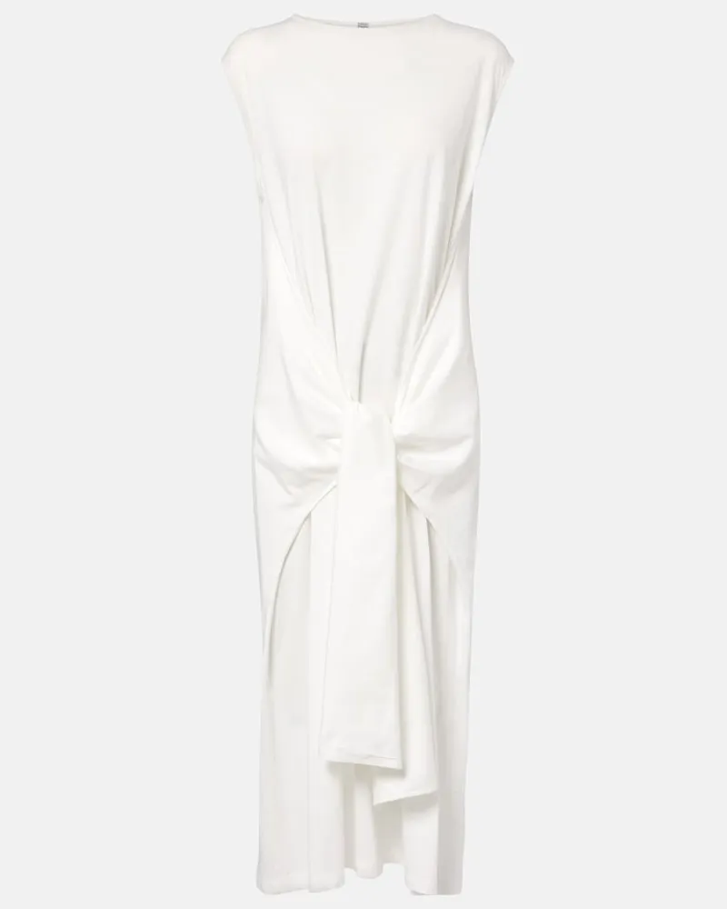 Totême Abito midi in jersey di cotone Bianco