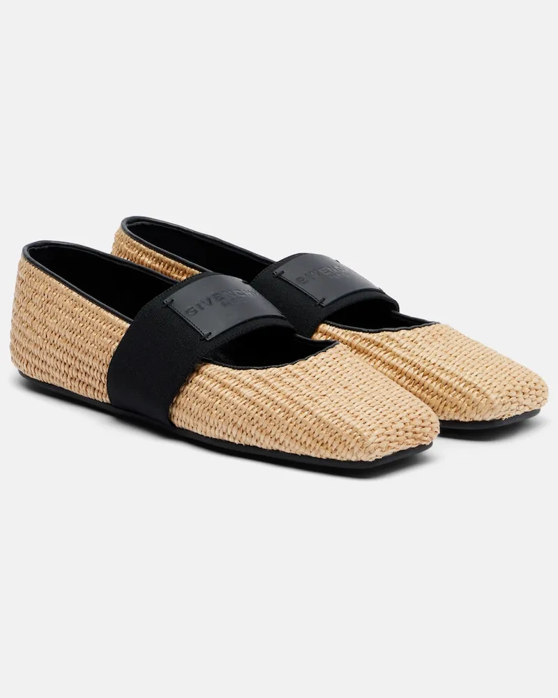 Givenchy Ballerine Mary Jane Sliced Square in rafia Beige