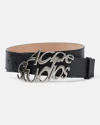 Acne Studios Cintura in pelle con logo Nero