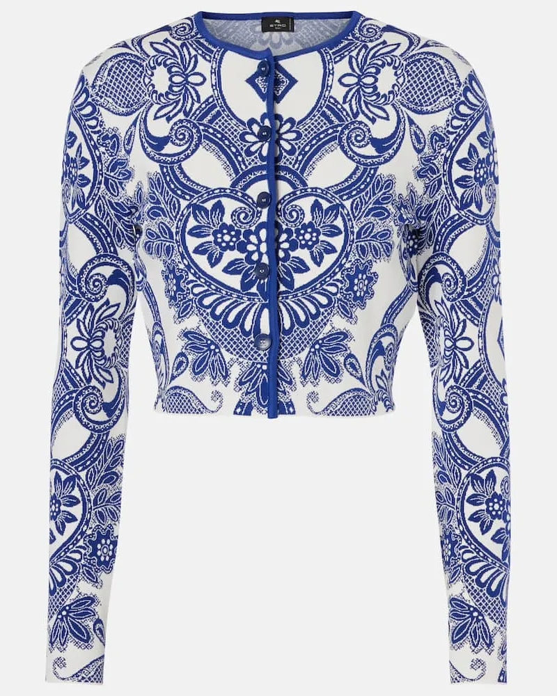 Etro Cardigan cropped a trecce Blu