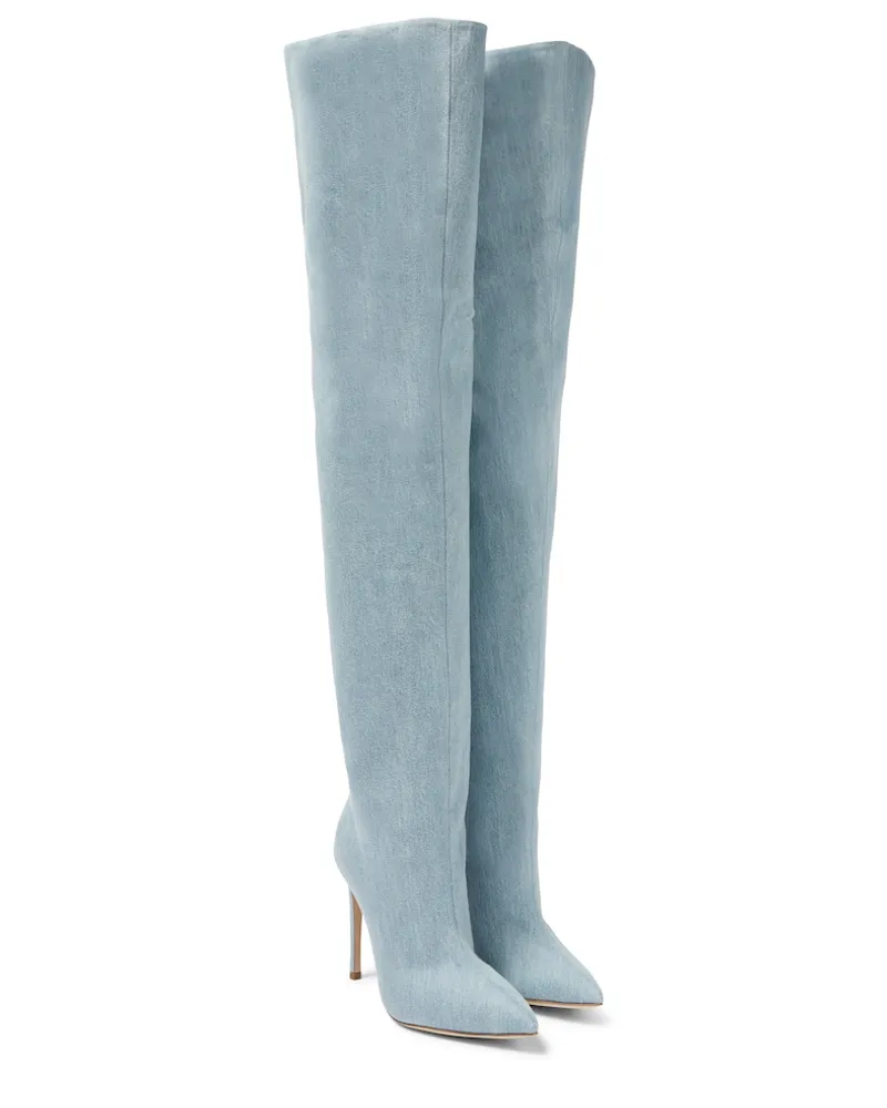 Paris Texas Stivali cuissardes in denim Blu