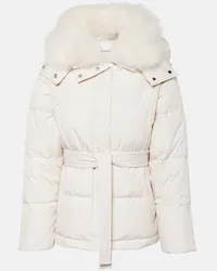 Yves Salomon Piumino con shearling e cintura Bianco