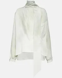 Victoria Beckham Blusa in raso con foulard Bianco