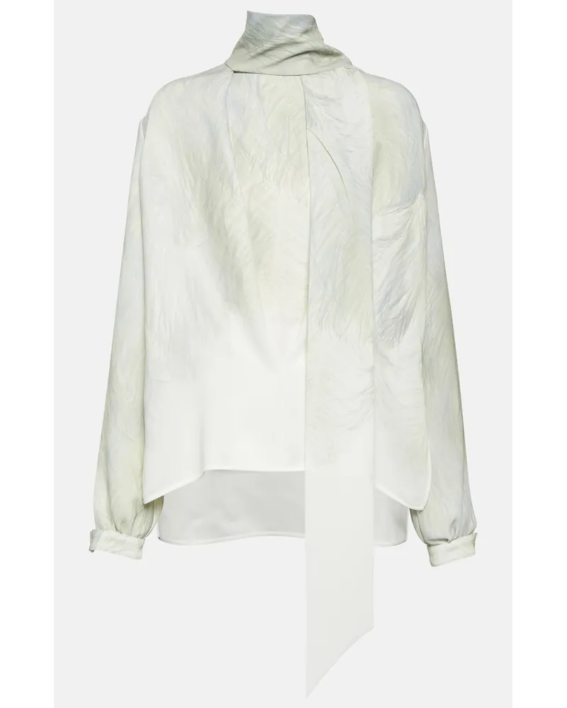 Victoria Beckham Blusa in raso con foulard Bianco