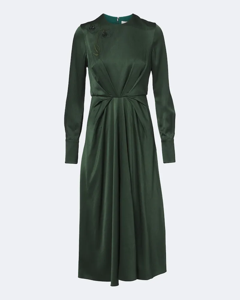 Erdem Abito midi in seersucker di satin Verde