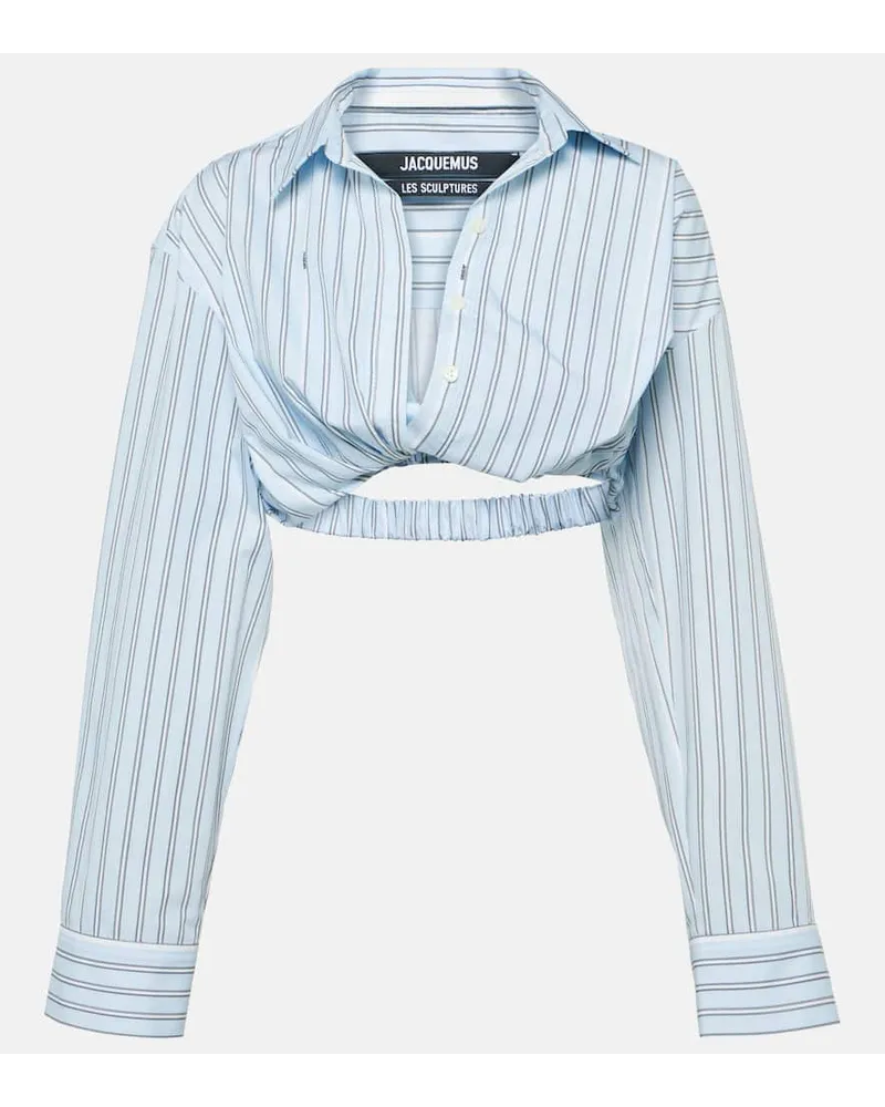 Jacquemus Top La Chemise Bahia Courte in cotone Blu