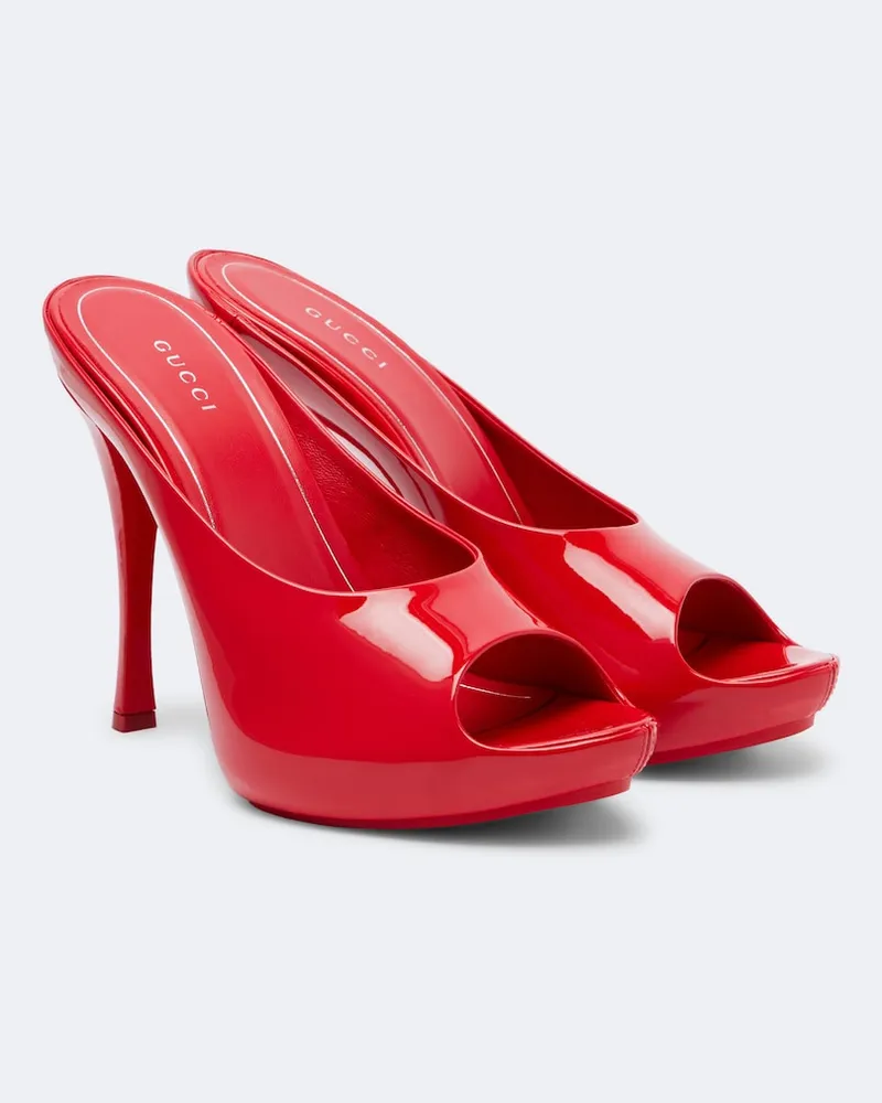 Gucci Mules in vernice con plateau Rosso