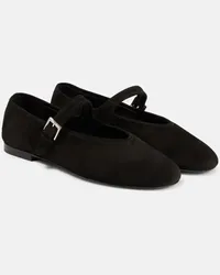 The Row Ballerine in suede Nero