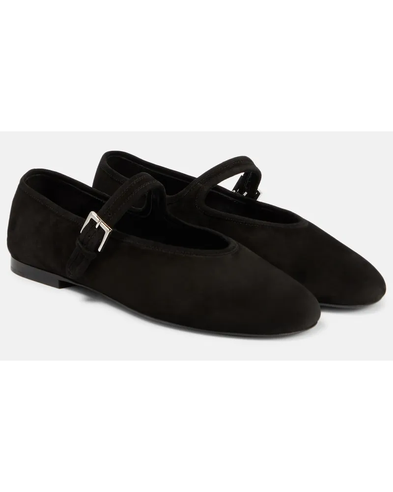 The Row Ballerine in suede Nero