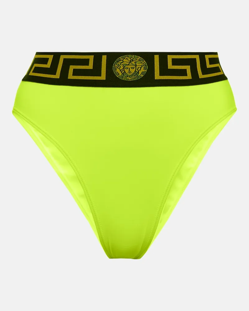 Versace Slip bikini Greca a vita alta Giallo