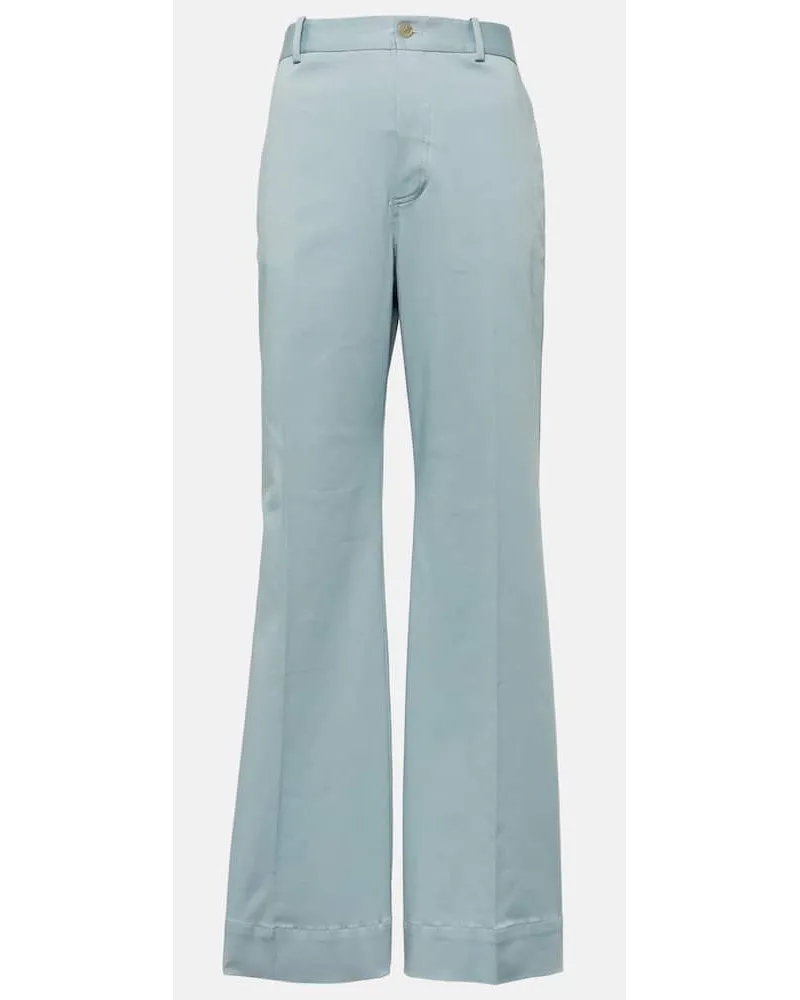 PLAN C Pantaloni flared in misto cotone Blu