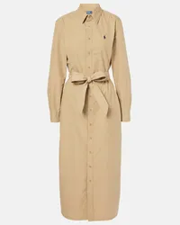 Ralph Lauren Abito midi in cotone con cintura Beige