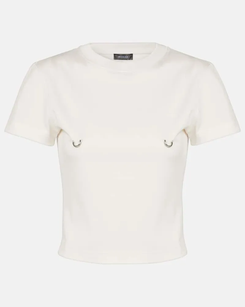 Thierry Mugler Top cropped in jersey di cotone Bianco