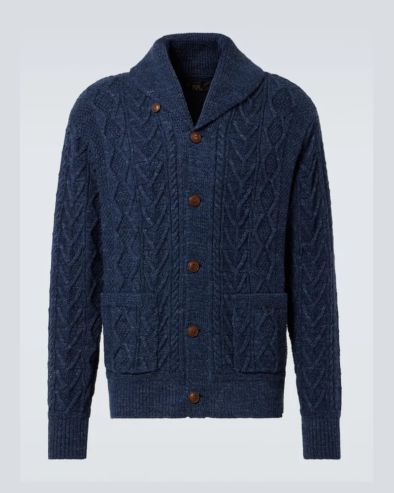 RRL Cardigan in cotone a trecce Blu