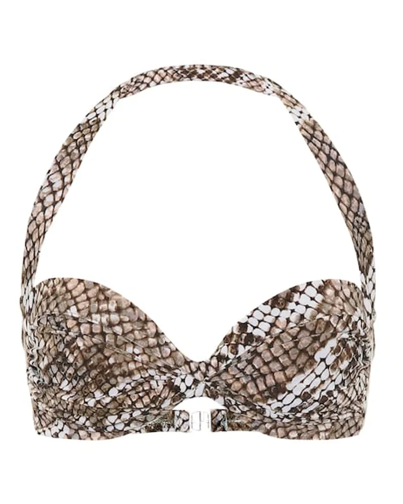 Norma Kamali Top bikini Bill a stampa pitonata Marrone