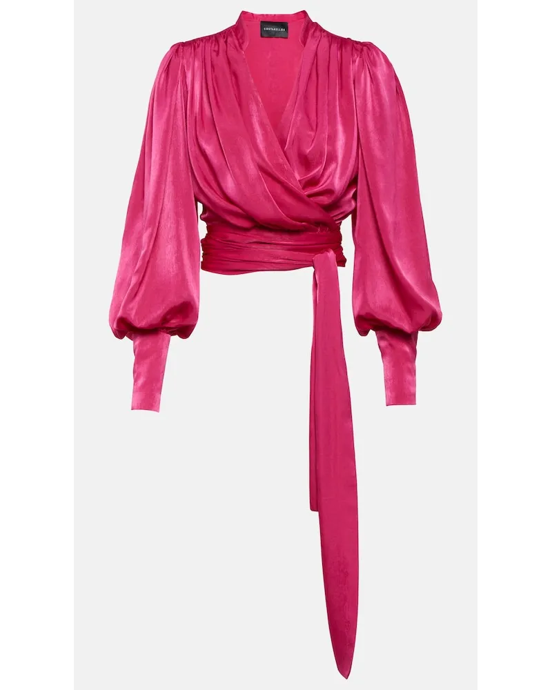 COSTARELLOS Blusa a portafoglio Mouglalis in raso Rosa