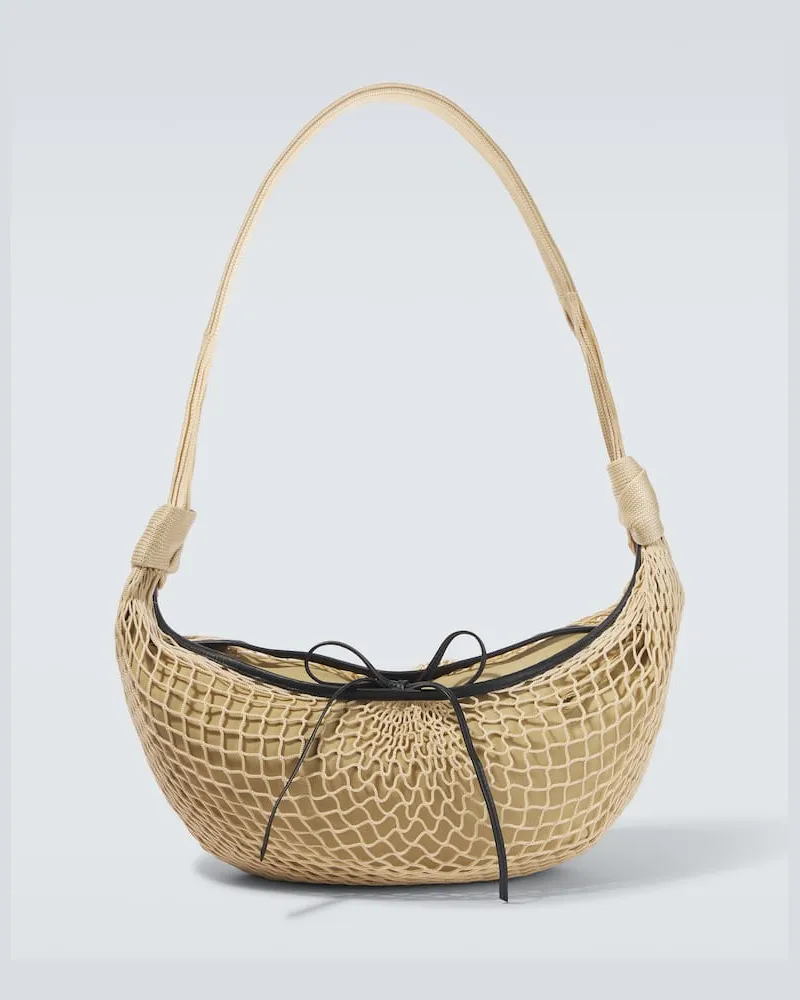 Christophe Lemaire x Filt - Borsa a spalla Croissant in canvas Beige