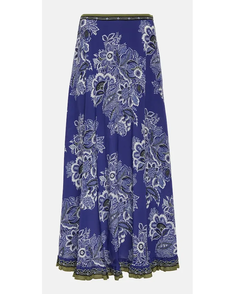Etro Gonna lunga in seta con stampa Blu