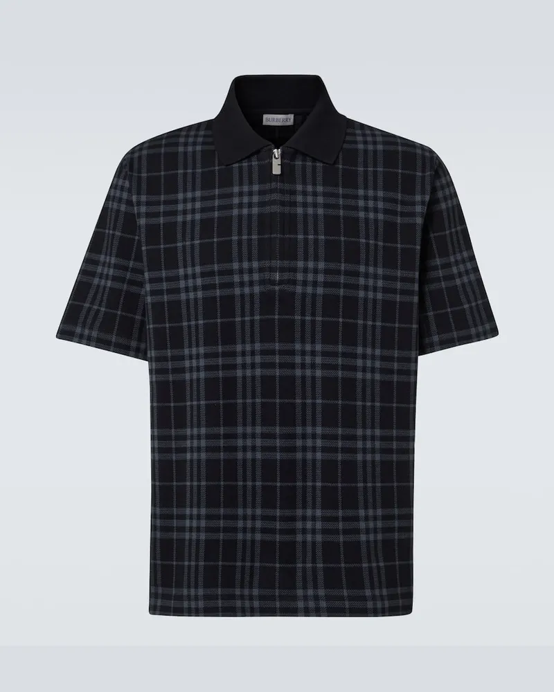 Burberry Polo Burberry Check in misto cotone Nero