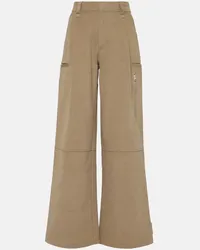 AMI Paris Pantaloni cargo in cotone a gamba larga Marrone