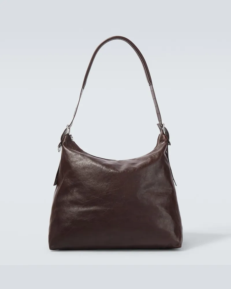 Christophe Lemaire Borsa a spalla in pelle con cintura Marrone