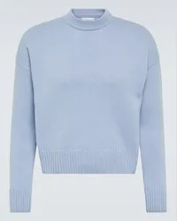 AMI Paris Pullover cropped in lana e cashmere Blu