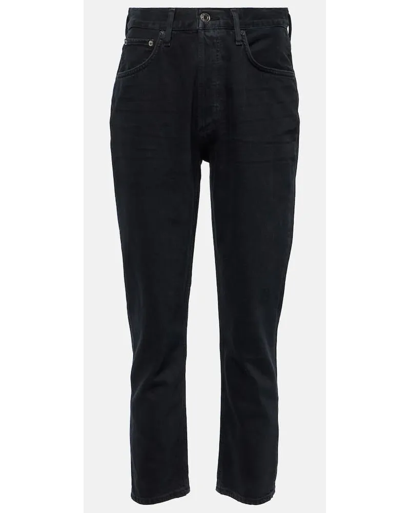 AGOLDE Jeans slim Riley Crop a vita alta Nero