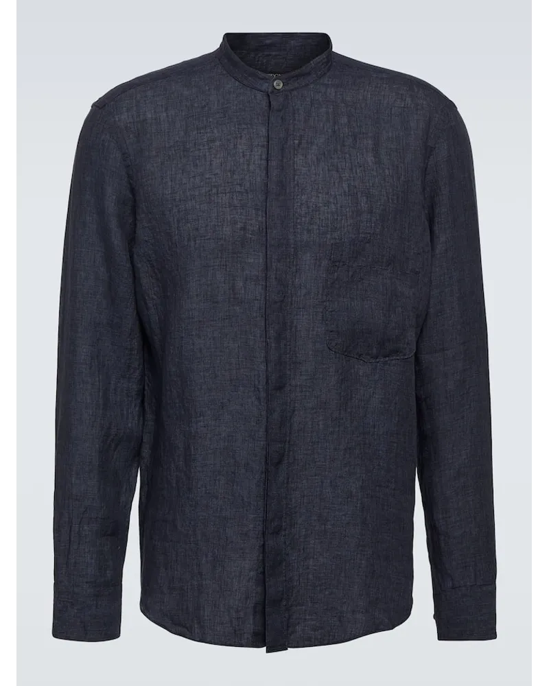 Ermenegildo Zegna Camicia in lino Blu