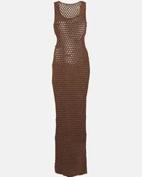 SIR Abito midi Aline in crochet con cut-out Marrone