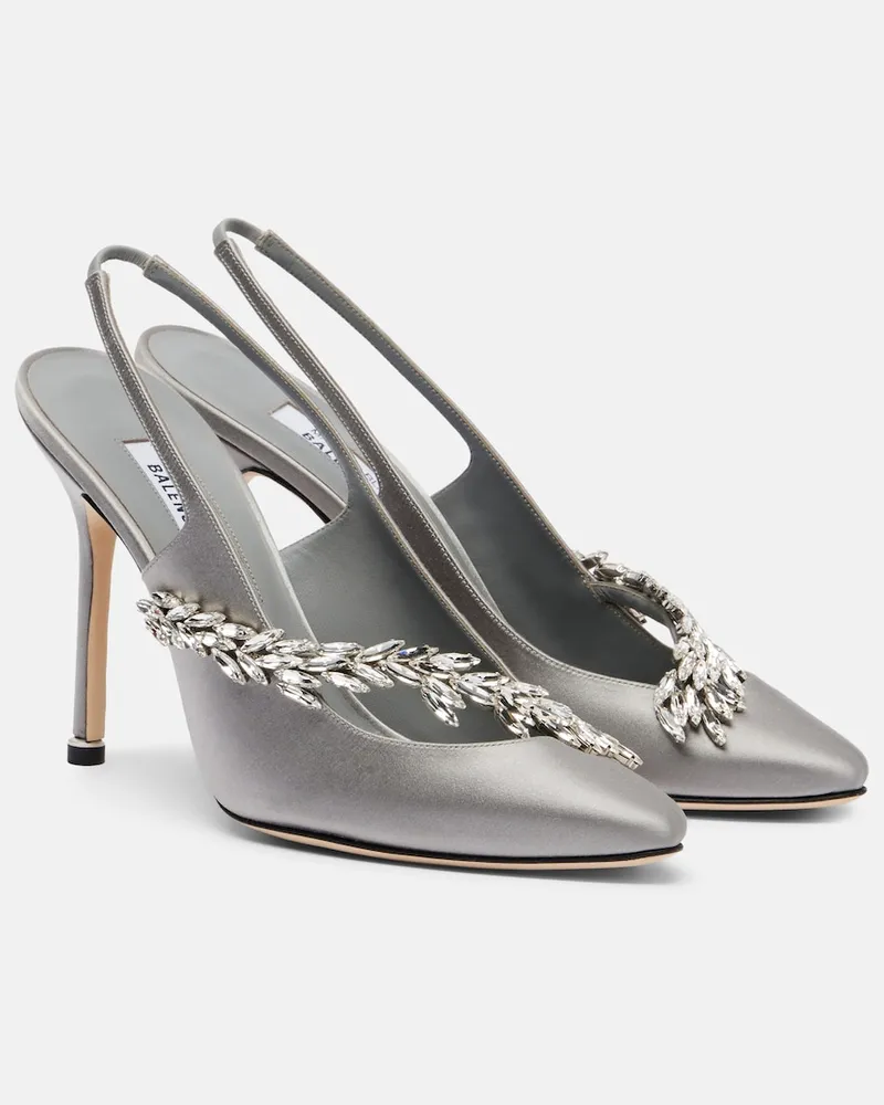 Balenciaga x Manolo Blahnik – Pumps slingback in raso Grigio