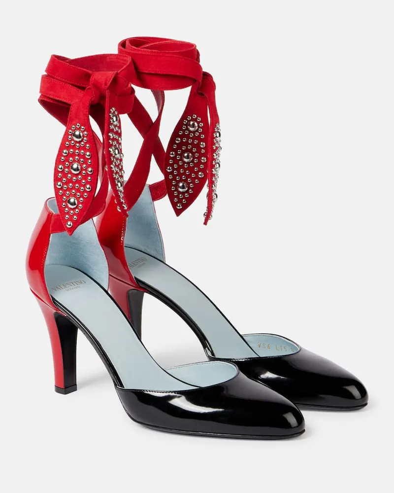 Valentino Garavani Pumps Foliefoliage 85 in suede e vernice Nero