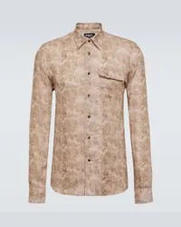 Kiton Camicia Buba in lino con stampa floreale Marrone