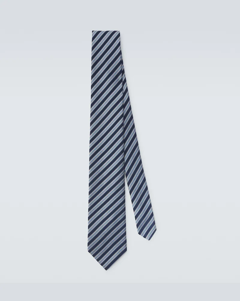 Charvet Cravatta in jacquard di seta a righe Blu