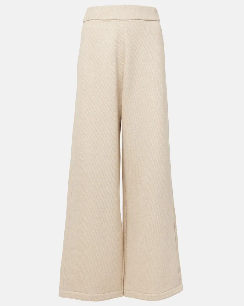 Max Mara Pantaloni a gamba larga in misto cotone Beige