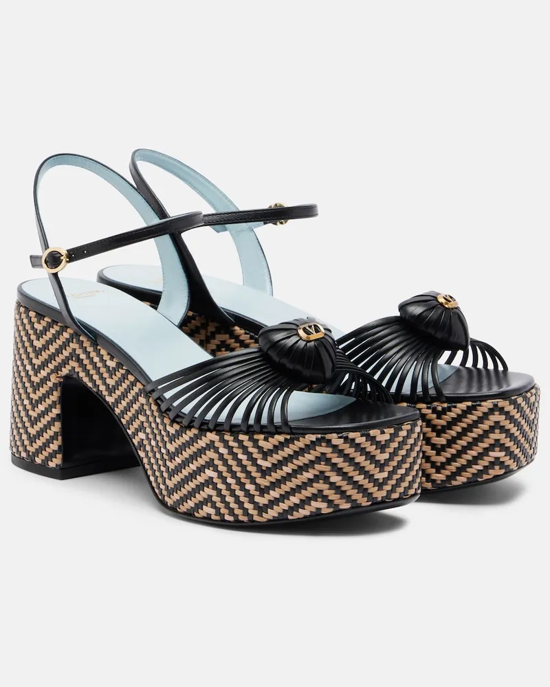 Valentino Garavani Sandali con plateau Cœur Royal in pelle Nero