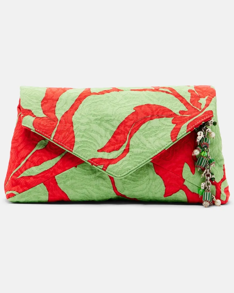 Dries van Noten Clutch Envelope Small in jacquard Verde