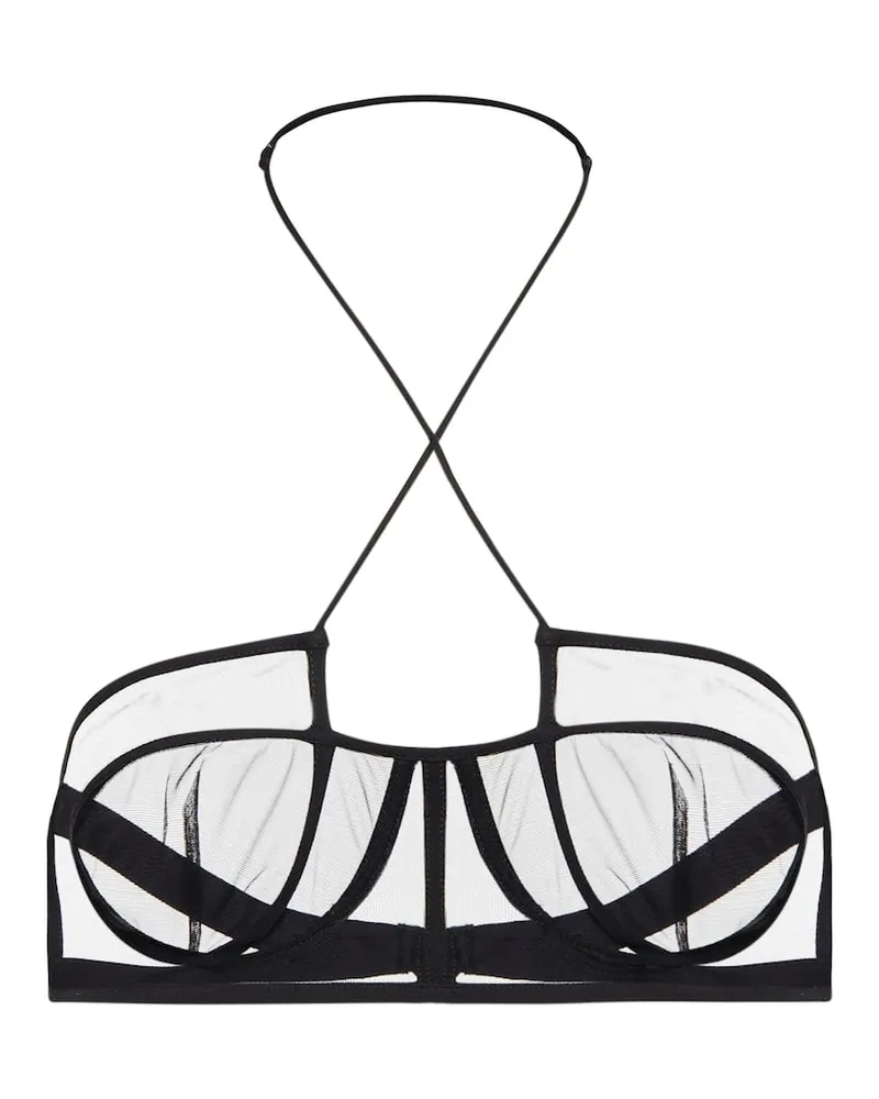Nensi Dojaka Bralette in mesh Nero