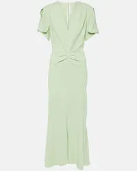 Victoria Beckham Abito midi con ruches Verde