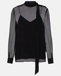 Gucci Blusa in georgette di seta Nero