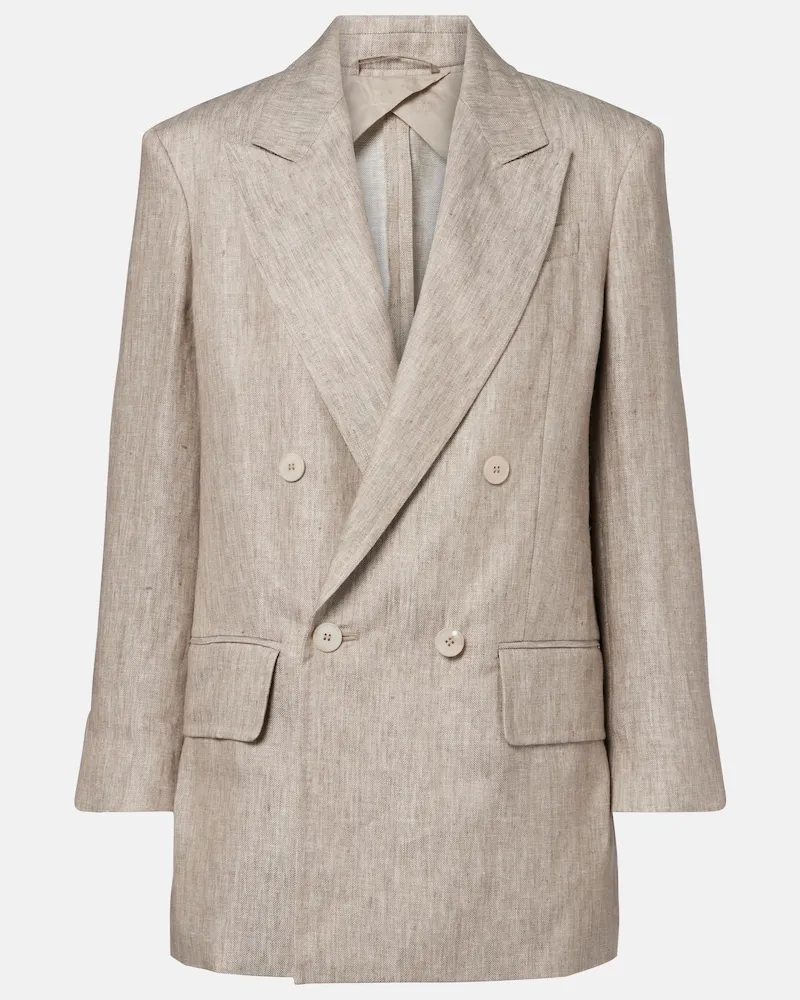 Max Mara Blazer doppiopetto Olimpia in lino spigato Beige