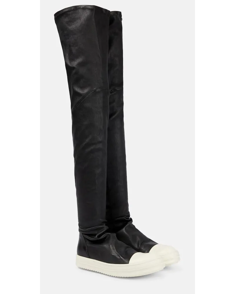 Rick Owens Stivali cuissardes Stocking in pelle Nero