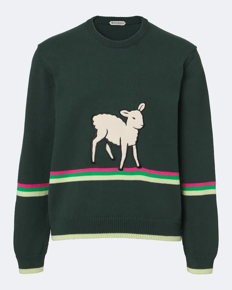 J.W.Anderson Pullover in cotone con ricamo Verde
