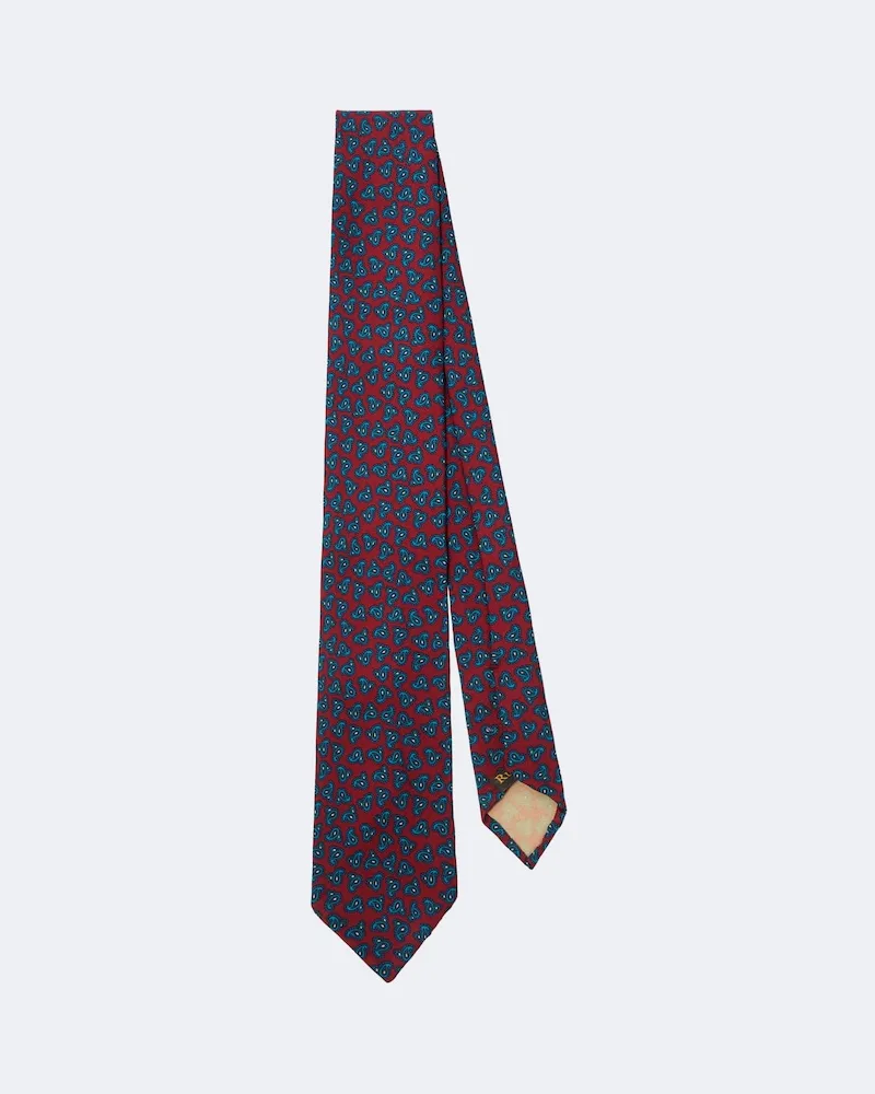 Rubinacci Cravatta in seta con stampa paisley Rosso
