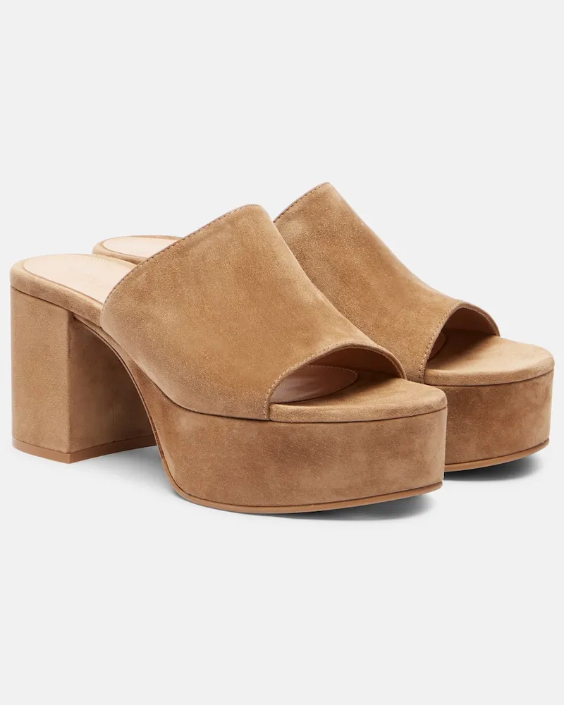 Gianvito Rossi Sandali in suede con plateau Marrone