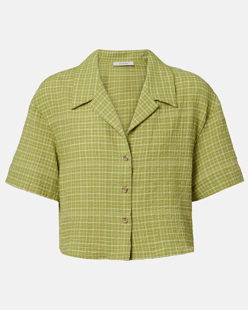 ASCENO Camicia bowling Lincoln in cotone a quadri Verde
