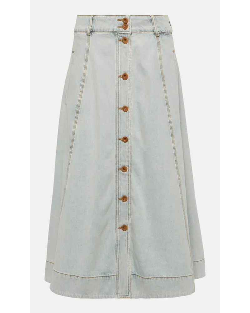 Zimmermann Gonna midi di jeans August Blu