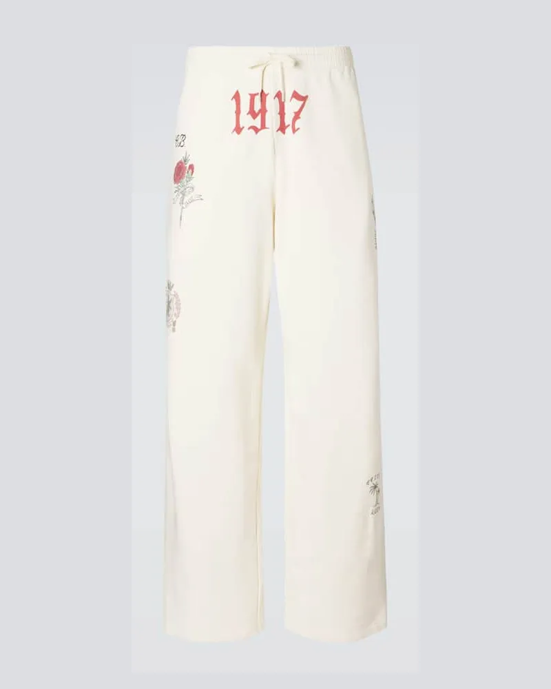 Balenciaga Pantaloni sportivi in cotone con stampa Bianco