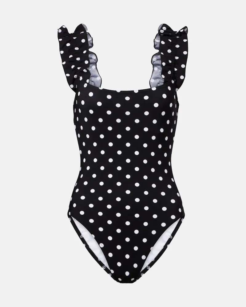 Karla Colletto Costume intero a pois con volant Nero