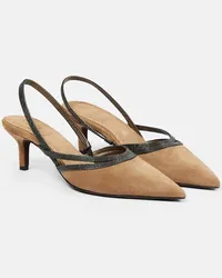 Brunello Cucinelli Pumps slingback City in suede Marrone